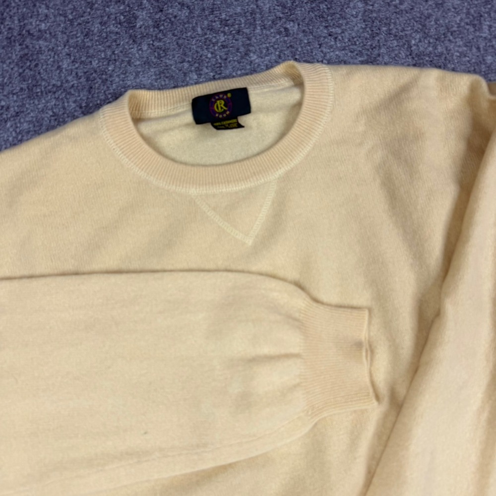 Club Room Cashmere Sweater Mens Large Yellow Crewneck Classic Luxury